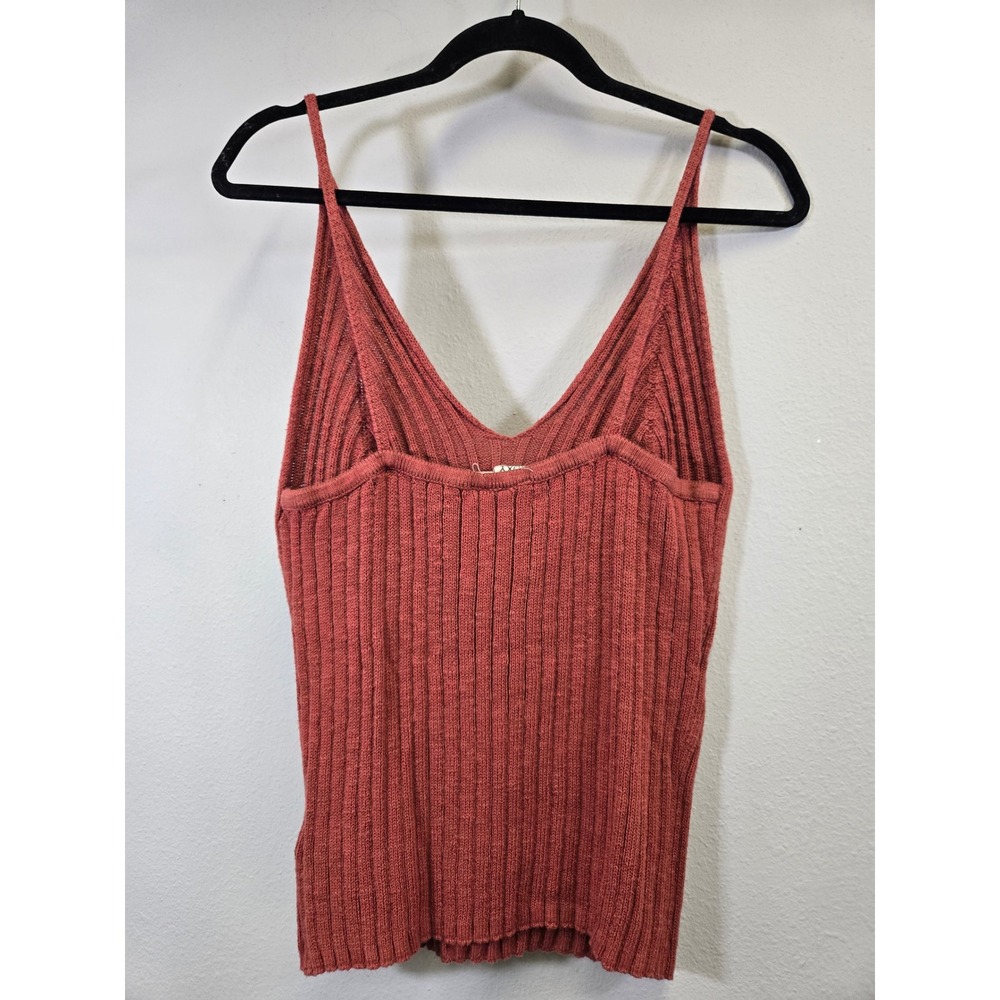 Roxy Ribbed Knit V-Neck Cami Beachy Boho Terracotta Tank Top XL - Picture 4 of 8